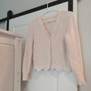 GREAT LC Lauren Conrad Cream Thick Scallop Cropped Cardigan